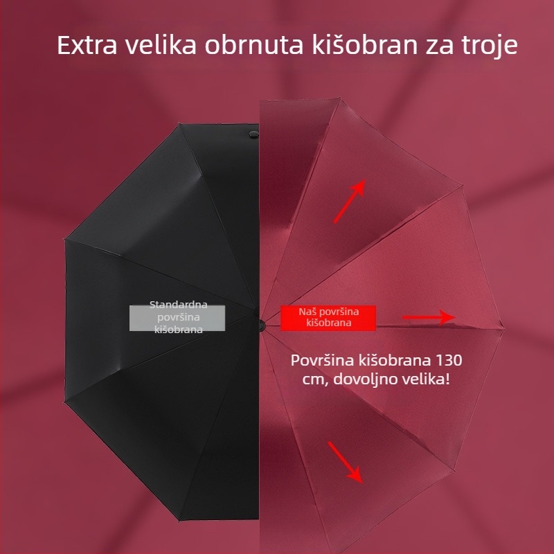 Preokretni kišobran za sunce i kišu, poslovni рекламни kišobran s mogućnošću otiska logotipa, 10 čeličnih rebara, ručno otvaranje i zatvaranje, UPF 40+