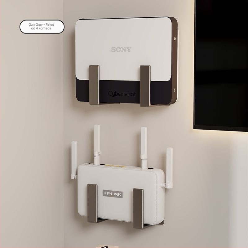 WiFi polica bez bušenja, zidni držač za produžni kabel, nosač za usmjerivač i set-top box