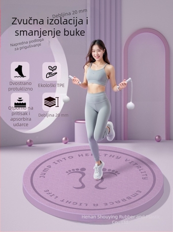Podloga za skakanje bez užeta, kružna kućna fitness podloga s amortizacijom, tiha i protuklizna, 60x60 cm ili 80x80 cm, TPE