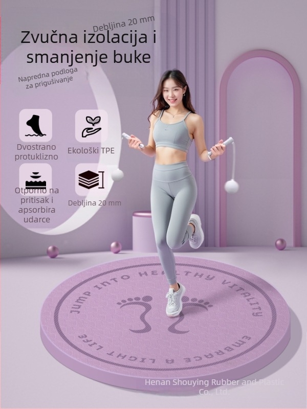 Podloga za skakanje bez užeta, kružna kućna fitness podloga s amortizacijom, tiha i protuklizna, 60x60 cm ili 80x80 cm, TPE