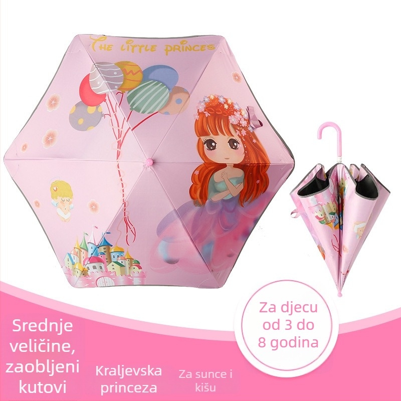 Dječji kišobran s dizajnom dinosaura Pegasa, 6-rebrni okvir, tkanina 190T, UV zaštita PA+++, reflektirajuća traka.