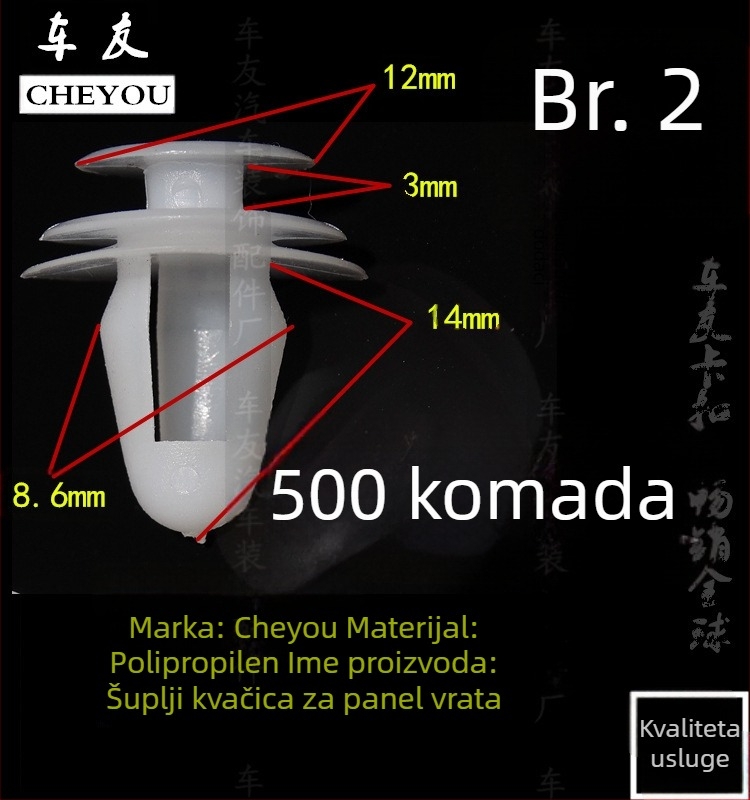 Cjelovit set klipova za automobilske obloge, 201 nehrđajući čelik, model 1465, iz originalne tvornice
