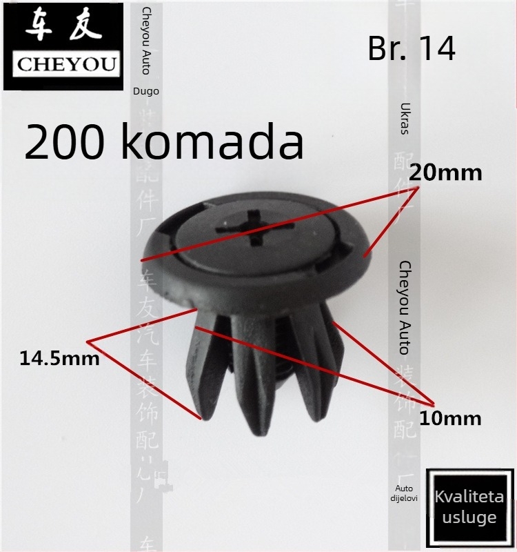 Cjelovit set klipova za automobilske obloge, 201 nehrđajući čelik, model 1465, iz originalne tvornice