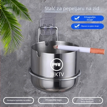 Popolnjak od nehrđajućeg čelika sa zidnim držačem za barove, trgovačke centre i kupaonice; montaža bez bušenja; mogućnost tiska logotipa; prilagodljivo