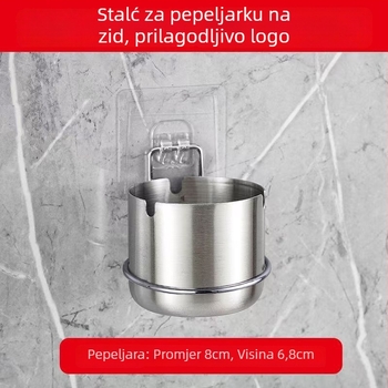 Popolnjak od nehrđajućeg čelika sa zidnim držačem za barove, trgovačke centre i kupaonice; montaža bez bušenja; mogućnost tiska logotipa; prilagodljivo