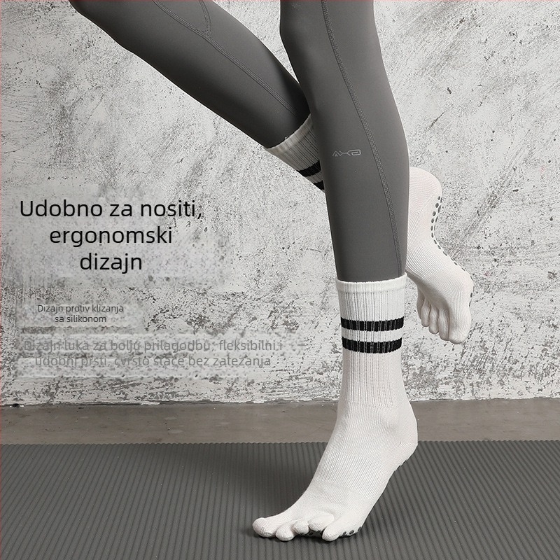 Yoga čarape s pet prstiju, protuklizni prugasti uzorak, za fitness, ljepotu i ples