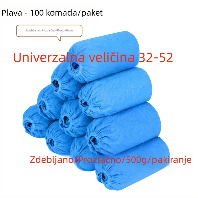 Jednokratne navlake za obuću od netkanog materijala, debeljene i protuklizne, za unutarnju uporabu, zaštita od prašine, 100 komada u paketu
