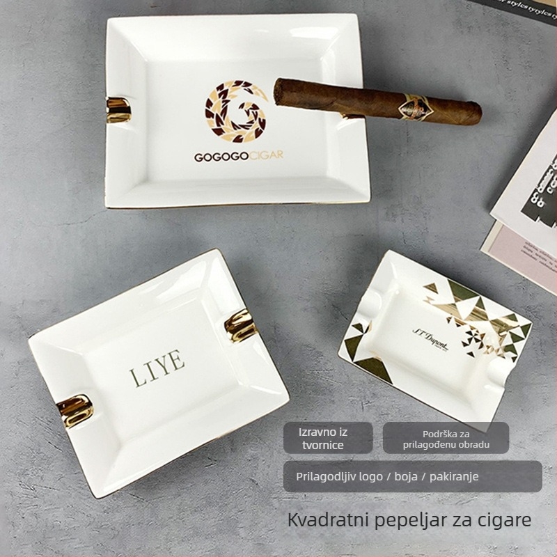 Keramički četvrtasti pepelnjak za cigare, minimalistički stil, europski dizajn, ispis logotipa, prilagodljivo