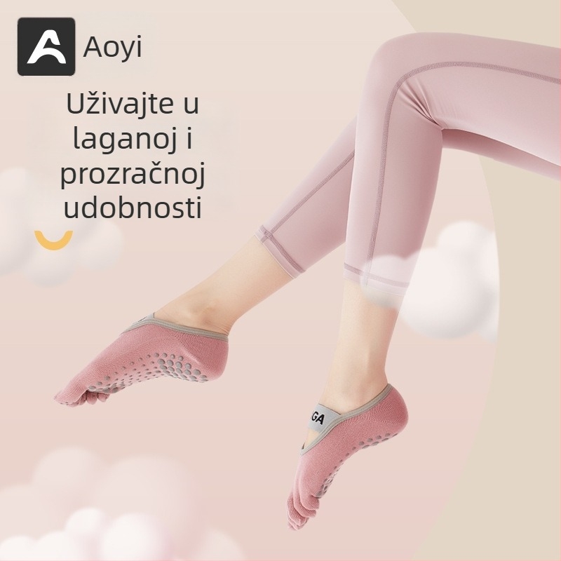 Ženske čarape za jogu s pet prstiju – protuklizne, za početnike, pogodne za trčanje, fitness i masažu.