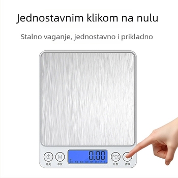 Kuhinjska elektronička vaga, model 156987, kompaktna, raspon mjerenja 500–3000 g, napajanje: baterija ili punjiva, za kuhinju