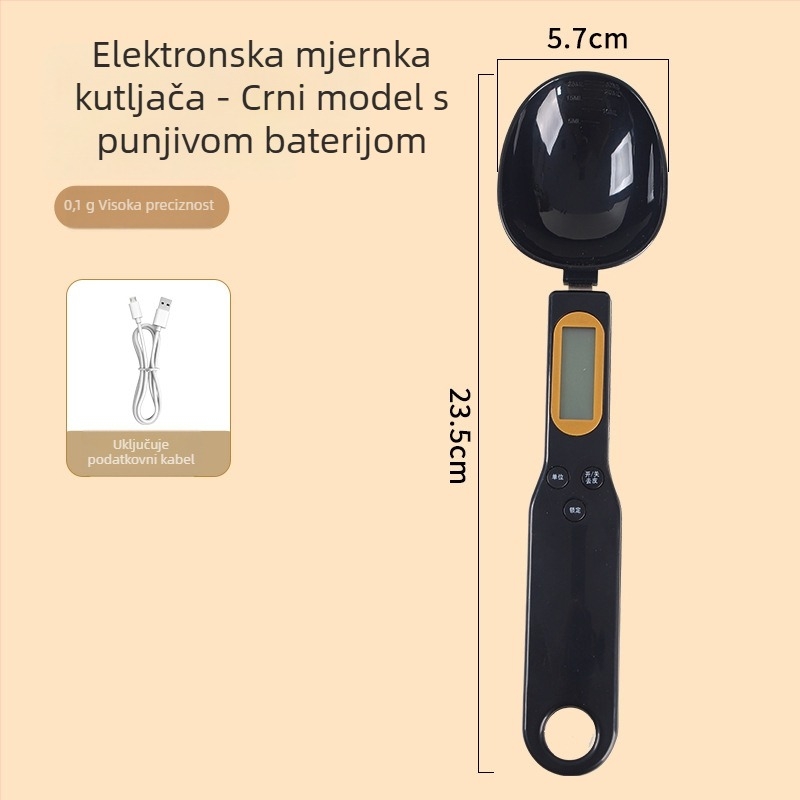 Spoon scale - mini digitalna kuhinjska vaga s kapacitetom 500 g, elektroničko mjerenje, napajanje baterijom/punjenjem