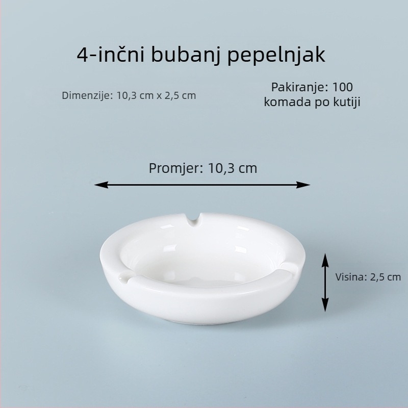Keramički pepeljar, okrugli, brend Elephant Ceramic, s otisnutim logom, minimalističko-nacionalno-trend dizajn, kutija od 100 kom.