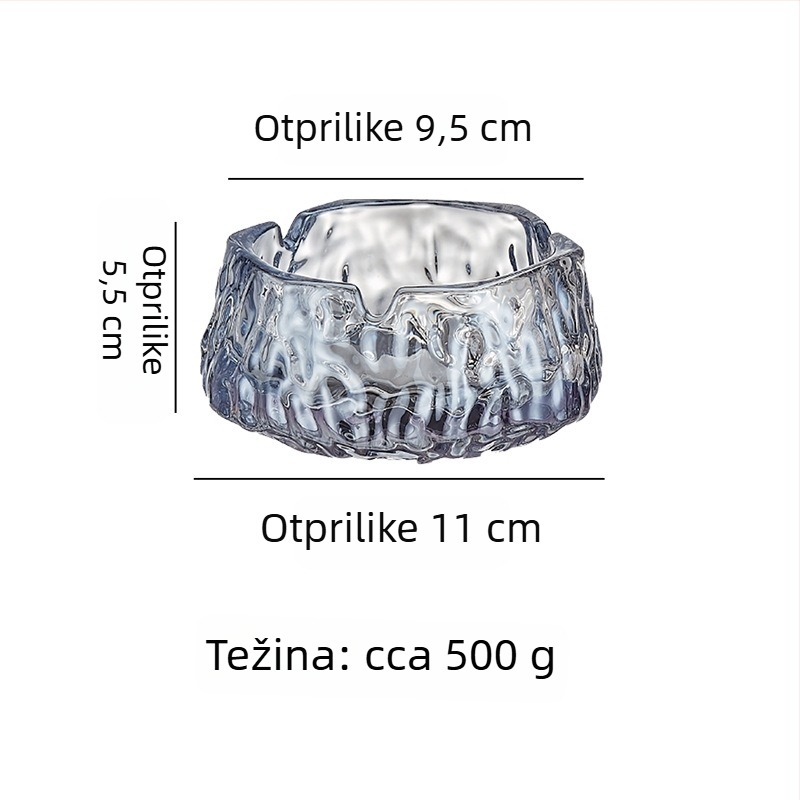 Stakleni pepelnjak s ledenim uzorkom, kreativni ukras za dnevnu sobu, Marka Shanxi Minfeng Glass Factory, Otisnuto logo, Moguća prilagodba