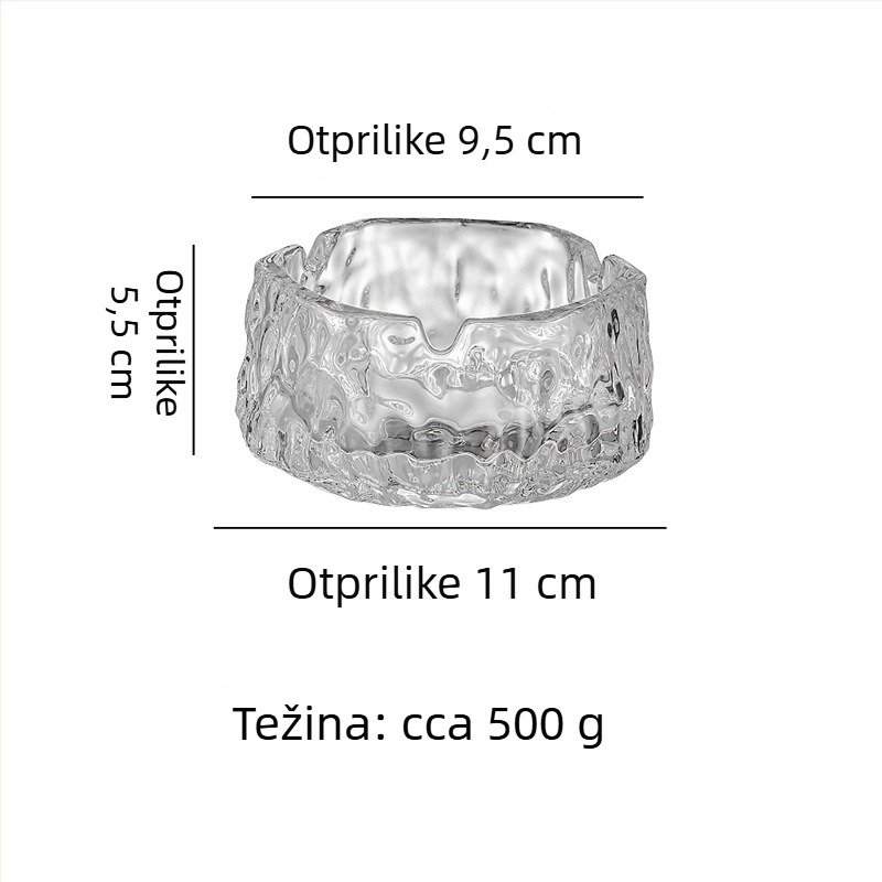 Stakleni pepelnjak s ledenim uzorkom, kreativni ukras za dnevnu sobu, Marka Shanxi Minfeng Glass Factory, Otisnuto logo, Moguća prilagodba