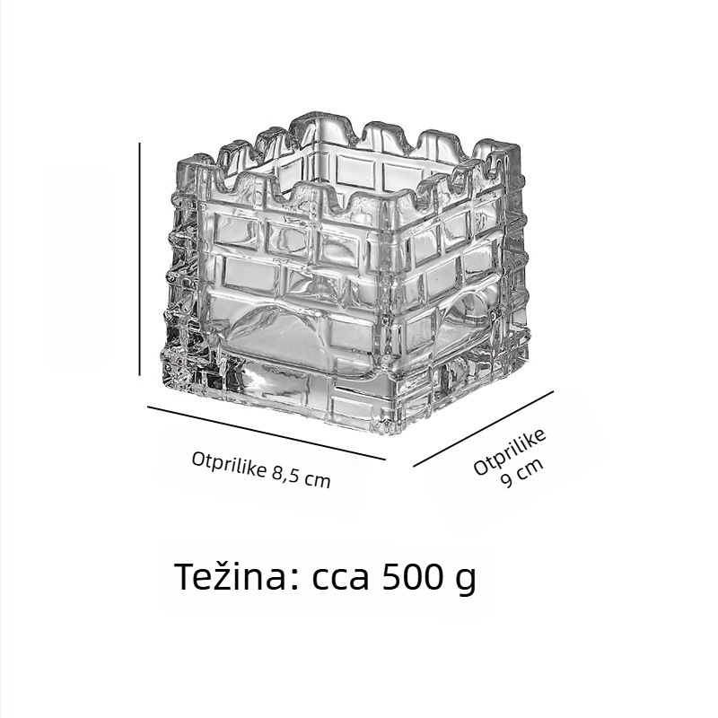 Stakleni pepelnjak s ledenim uzorkom, kreativni ukras za dnevnu sobu, Marka Shanxi Minfeng Glass Factory, Otisnuto logo, Moguća prilagodba