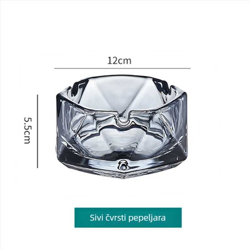 Geometrijski stakleni pepeljara, šesterokutnog oblika, višekratna upotreba, moguć otisak logotipa, prilagodljivo, pakiranje 36 komada