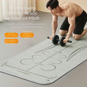 Joga podloga za trening s kotačem za trbušnjake i jastučićem za koljena (Materijal: tehnički baršun + silikon na dnu; Debljina: 6 mm; Kategorija: Joga podloga)