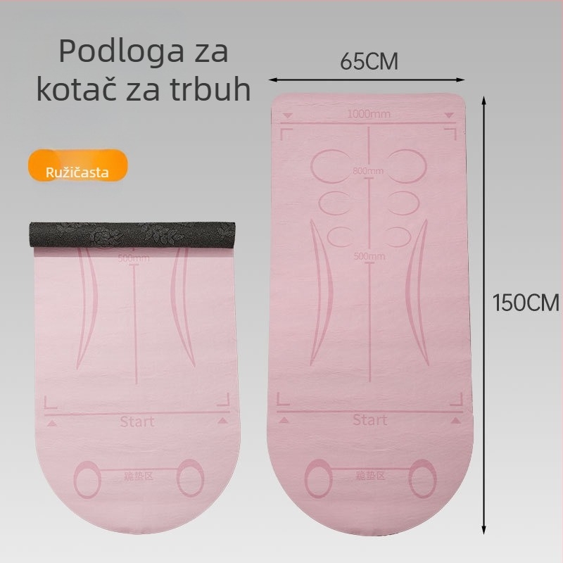 Joga podloga za trening s kotačem za trbušnjake i jastučićem za koljena (Materijal: tehnički baršun + silikon na dnu; Debljina: 6 mm; Kategorija: Joga podloga)
