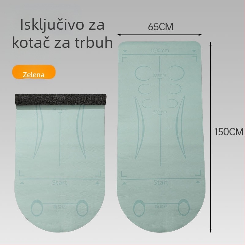 Joga podloga za trening s kotačem za trbušnjake i jastučićem za koljena (Materijal: tehnički baršun + silikon na dnu; Debljina: 6 mm; Kategorija: Joga podloga)