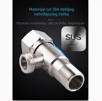 304 nehrđajući čelik ojačani kutni ventil za toplu i hladnu vodu, spiralna instalacija, unutarnji promjer 15 mm, kuhinja i kupaonica