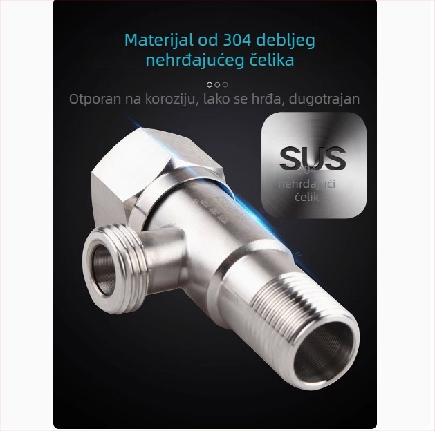 304 nehrđajući čelik ojačani kutni ventil za toplu i hladnu vodu, spiralna instalacija, unutarnji promjer 15 mm, kuhinja i kupaonica
