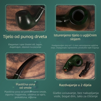 Pipa od Bahua drveta, ručno izrađena, prijenosna s odvojivim filtrom