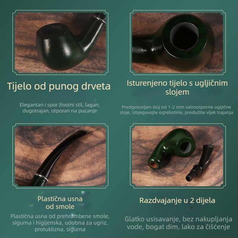 Pipa od Bahua drveta, ručno izrađena, prijenosna s odvojivim filtrom