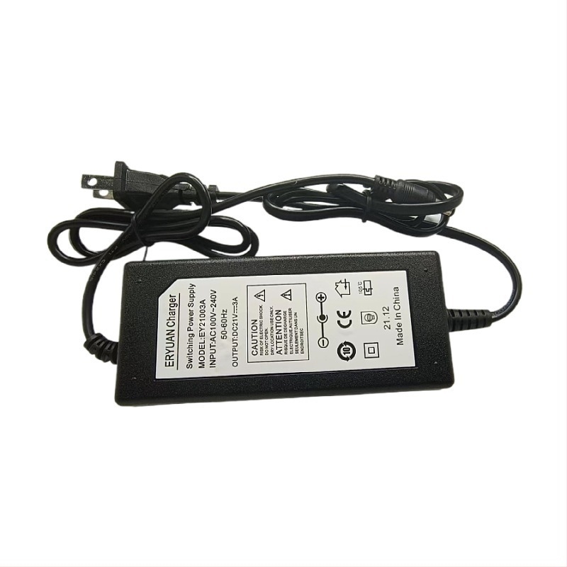 LiFePO4 punjač za baterije, višenaponska kompatibilnost (12.6V/16.8V/21V), ulaz 110-240V AC, izlaz DC21V 3A, ROHS certifikat
