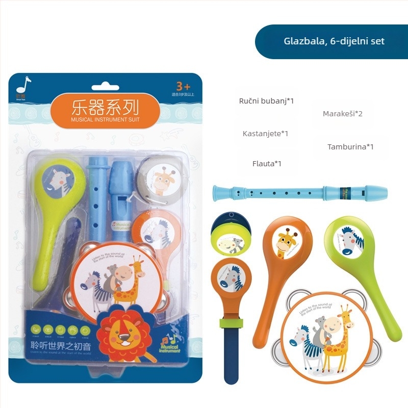 Sedmeročlani set dječjih ritmičkih instrumenata – plastični, za predškolsku dob od 4–6 godina