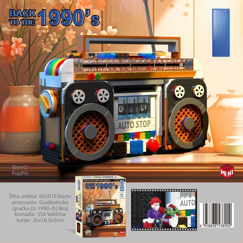 LEGO-kompatibilan set građevinskih blokova s retro kućanskim aparatima, ABS plastika, 400–800 komada, 2 kg, za uzrast 7–14 godina