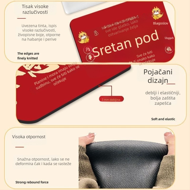 Podložak za miš, stolni, mala, od prirodne gume, jednostrana, tiskani dizajn, kalkulator funkcija, mogućnost ispisa logotipa, s ojačanim rubom