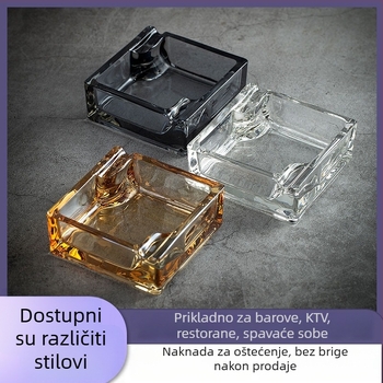 Stakleni kvadratni pepelnjak; brend Three Carats; višekratna upotreba; moguć ispis logotipa