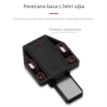 Magnetski zaustavljač vrata ormara - skrivena ugradnja, pritisni tip, Nylon Rebounder model, ABS plast