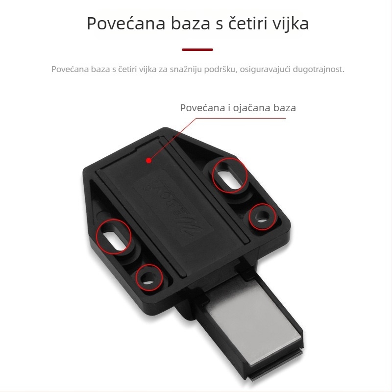 Magnetski zaustavljač vrata ormara - skrivena ugradnja, pritisni tip, Nylon Rebounder model, ABS plast