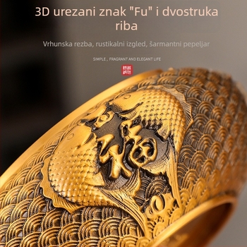 Popolnjak od mesinga s poklopcem, protiv raspršivanja pepela, s prostorom za pohranu, klasični luksuzni stil (Dejie)