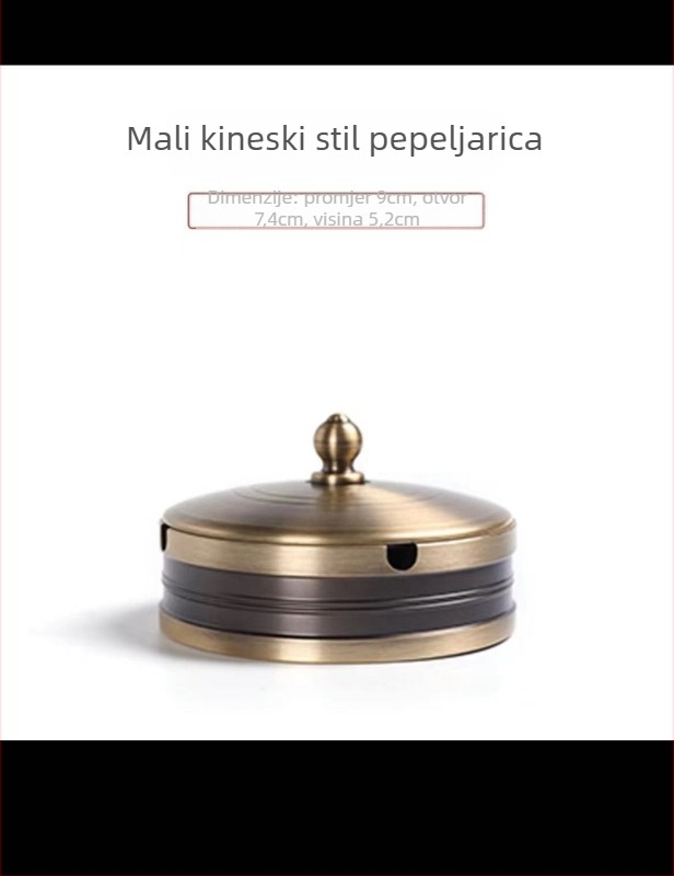 Popolnjak od mesinga s poklopcem, protiv raspršivanja pepela, s prostorom za pohranu, klasični luksuzni stil (Dejie)
