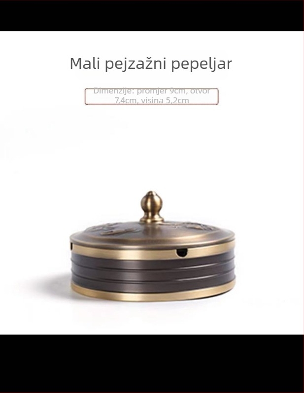 Popolnjak od mesinga s poklopcem, protiv raspršivanja pepela, s prostorom za pohranu, klasični luksuzni stil (Dejie)