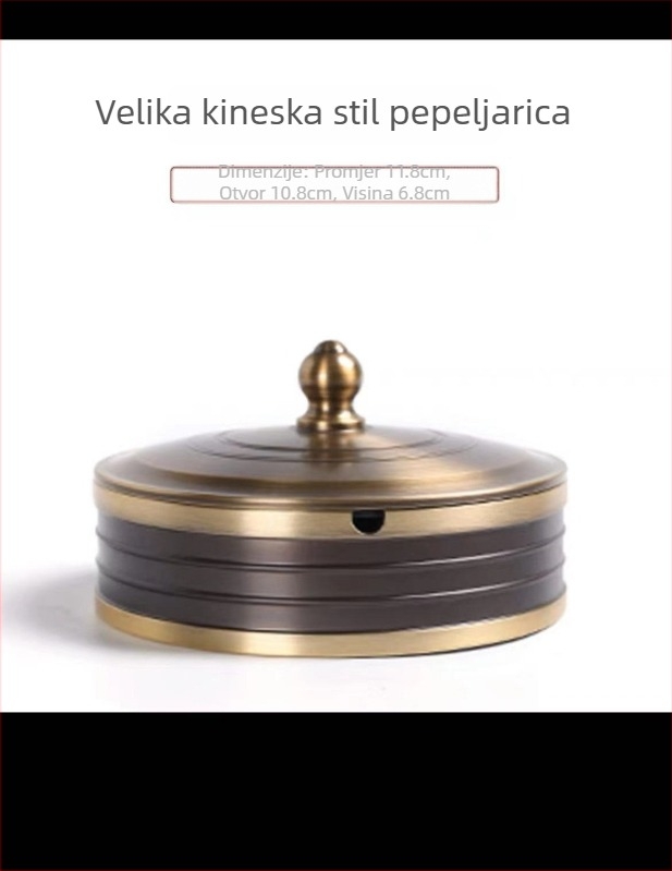 Popolnjak od mesinga s poklopcem, protiv raspršivanja pepela, s prostorom za pohranu, klasični luksuzni stil (Dejie)