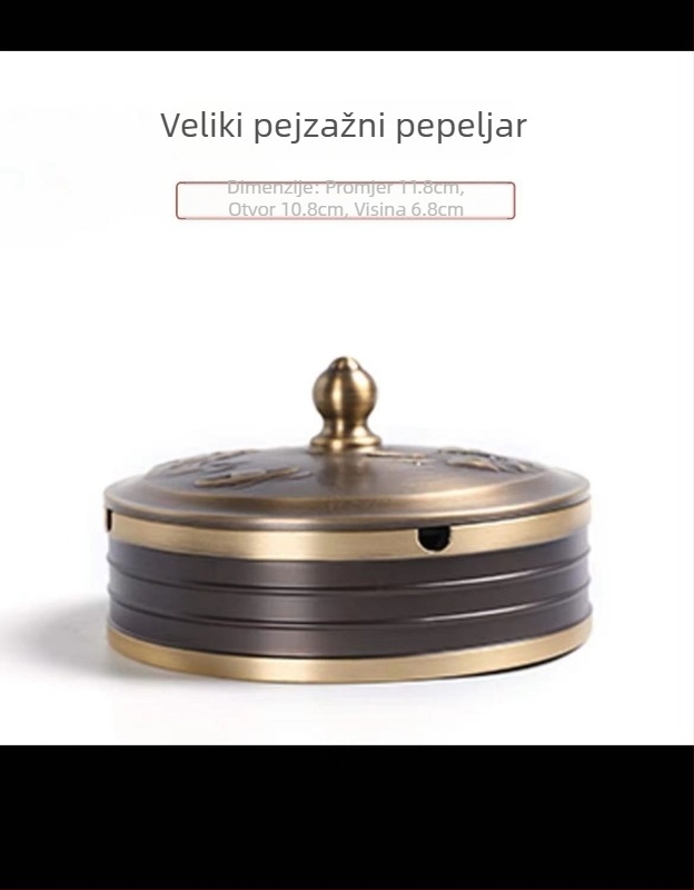 Popolnjak od mesinga s poklopcem, protiv raspršivanja pepela, s prostorom za pohranu, klasični luksuzni stil (Dejie)
