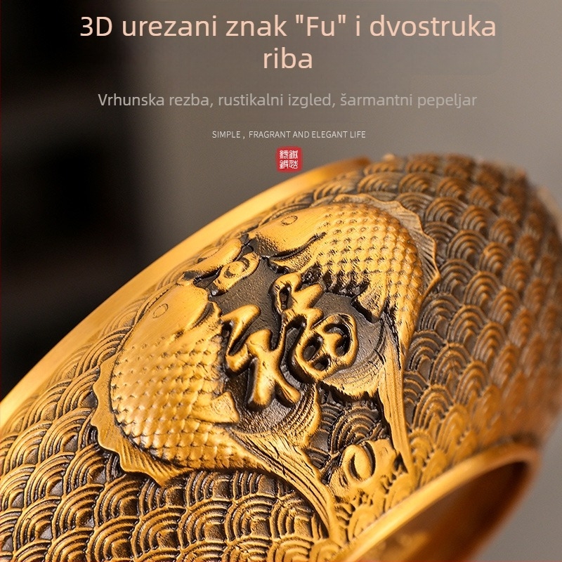 Popolnjak od mesinga s poklopcem, protiv raspršivanja pepela, s prostorom za pohranu, klasični luksuzni stil (Dejie)