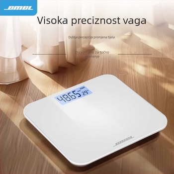 Vaga za tjelesnu masu mjerenje udjela masnoće, model S002, ploča od kaljenog stakla, kvadratnog oblika, napajanje baterijom, japanski stil, jednostavno, lagani luksuz