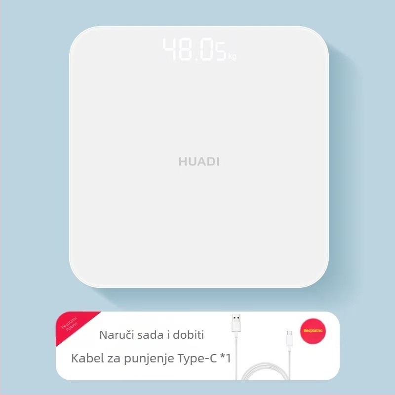 Vaga za tjelesnu masu mjerenje udjela masnoće, model S002, ploča od kaljenog stakla, kvadratnog oblika, napajanje baterijom, japanski stil, jednostavno, lagani luksuz