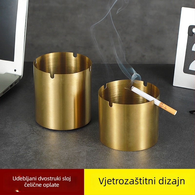 Pepeljak od nehrđajućeg čelika, svijetlo luksuzan stil, tisak logotipa i prilagodba, pakiranje 100 komada