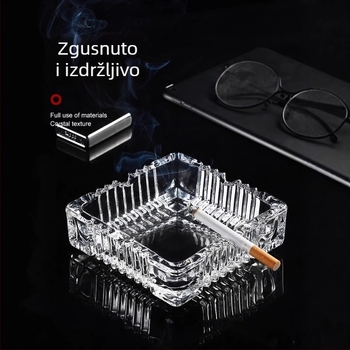 Stakleni pepelnjak, minimalistički dizajn, tiskano logo, obrada i prilagodba, kutija od 48 komada