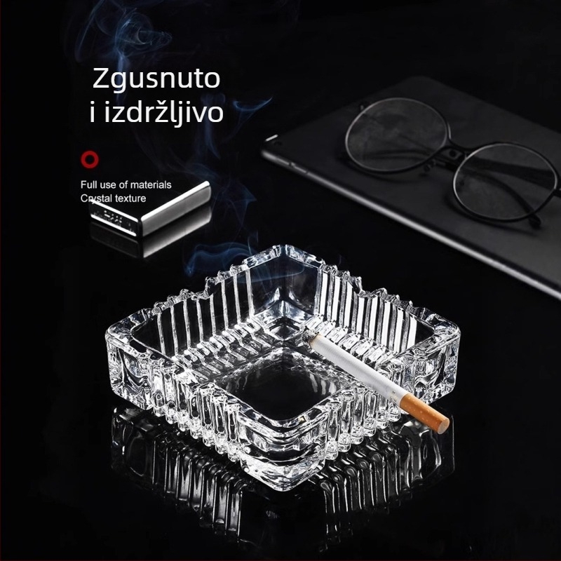 Stakleni pepelnjak, minimalistički dizajn, tiskano logo, obrada i prilagodba, kutija od 48 komada