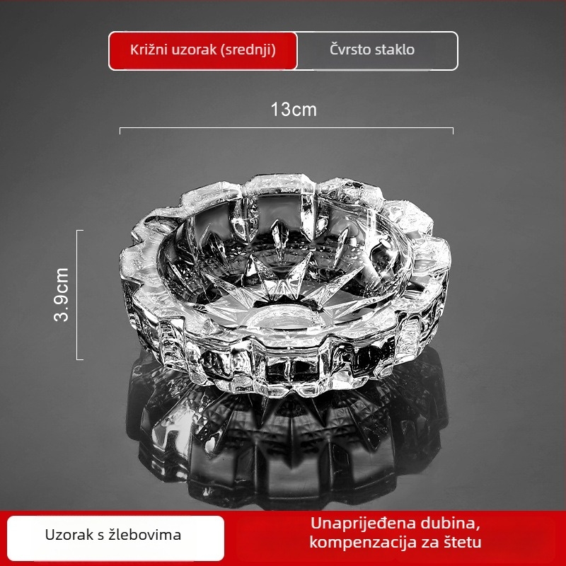 Stakleni pepelnjak, minimalistički dizajn, tiskano logo, obrada i prilagodba, kutija od 48 komada