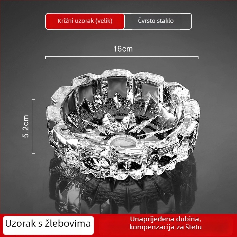 Stakleni pepelnjak, minimalistički dizajn, tiskano logo, obrada i prilagodba, kutija od 48 komada