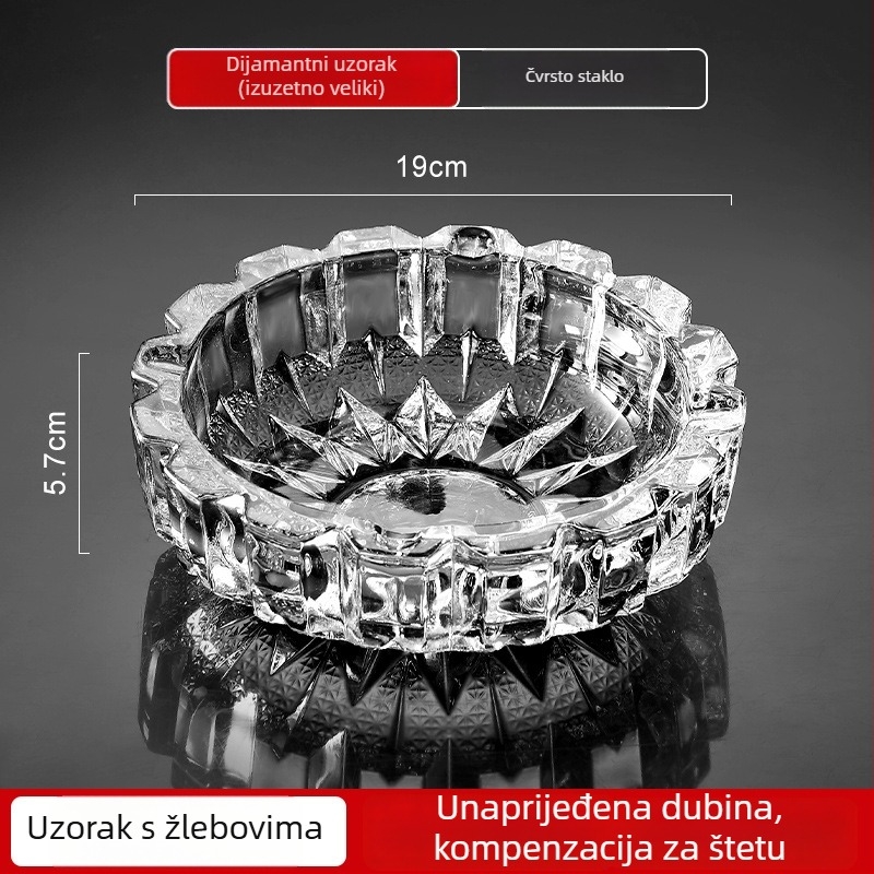 Stakleni pepelnjak, minimalistički dizajn, tiskano logo, obrada i prilagodba, kutija od 48 komada