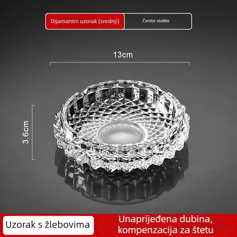 Stakleni pepelnjak, minimalistički dizajn, tiskano logo, obrada i prilagodba, kutija od 48 komada