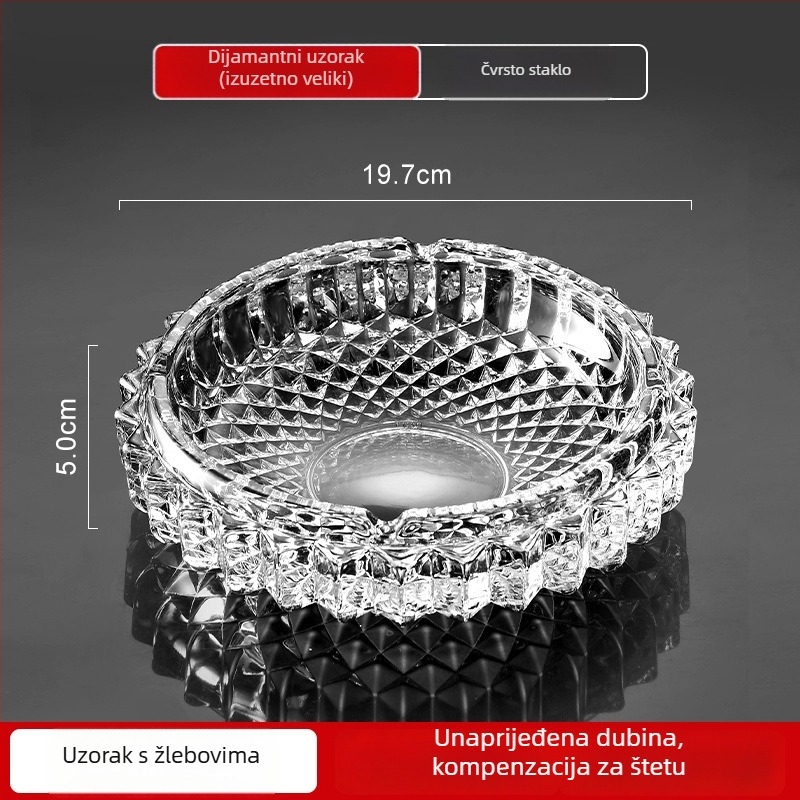 Stakleni pepelnjak, minimalistički dizajn, tiskano logo, obrada i prilagodba, kutija od 48 komada